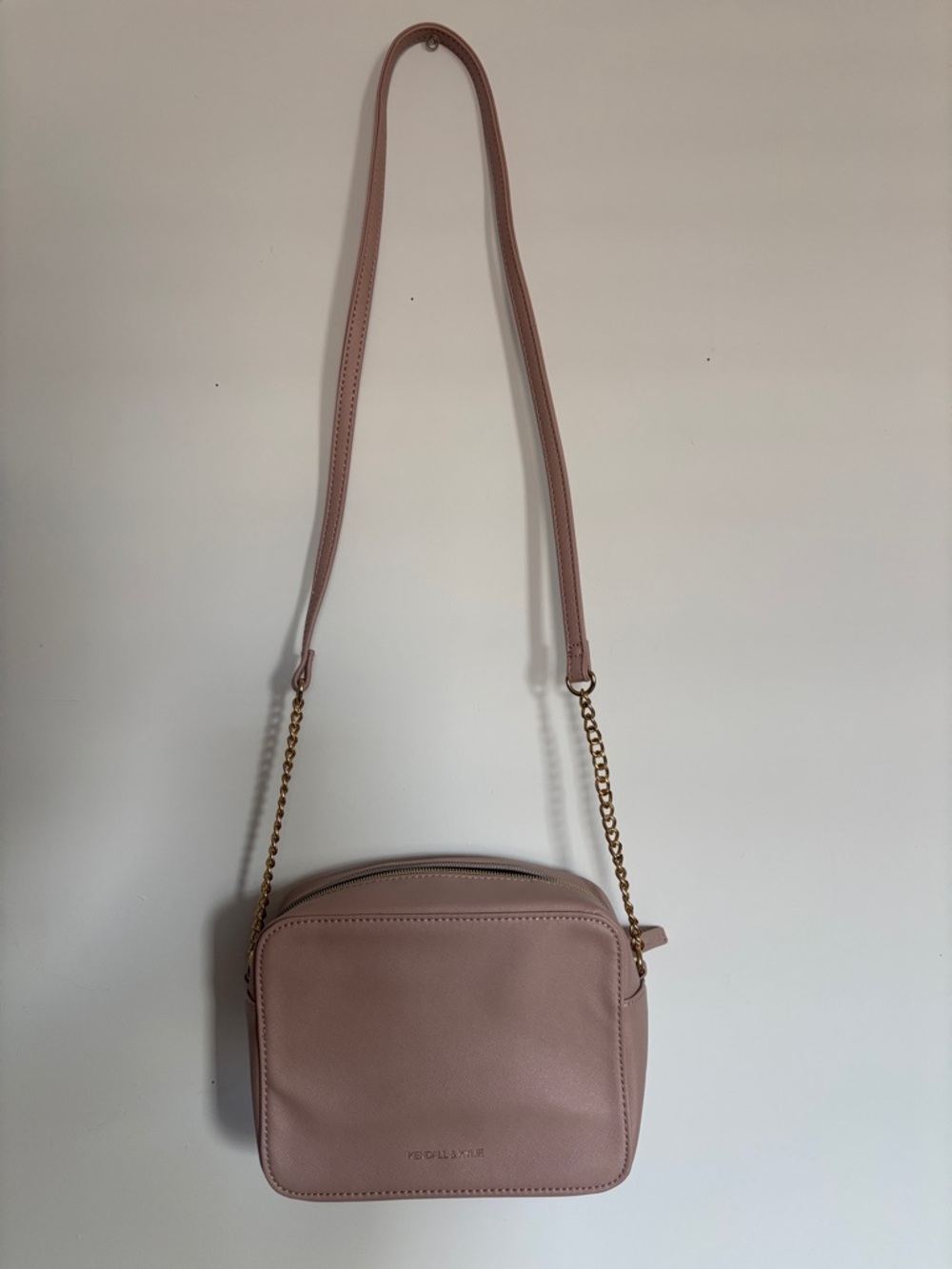 Fossil Blush Pink Leather Crossbody with Gold Chain